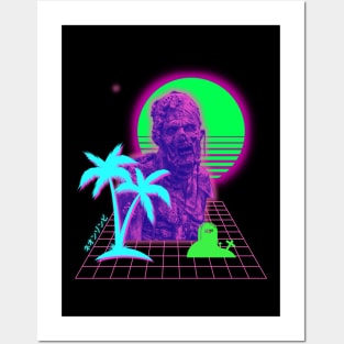 Neon Zombie Vaporwave Synthwave Sunset Posters and Art